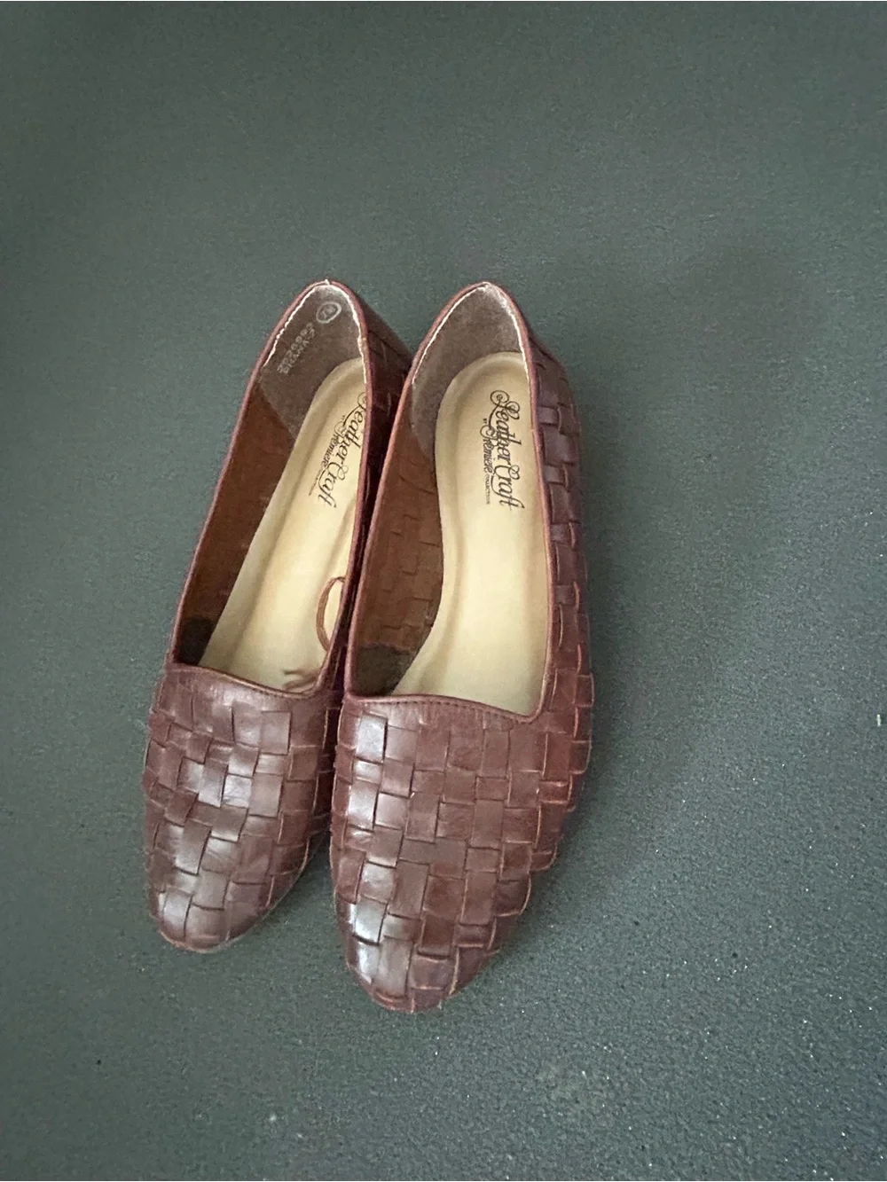 LeatherCraft Woven Slip-On Flats in Brown